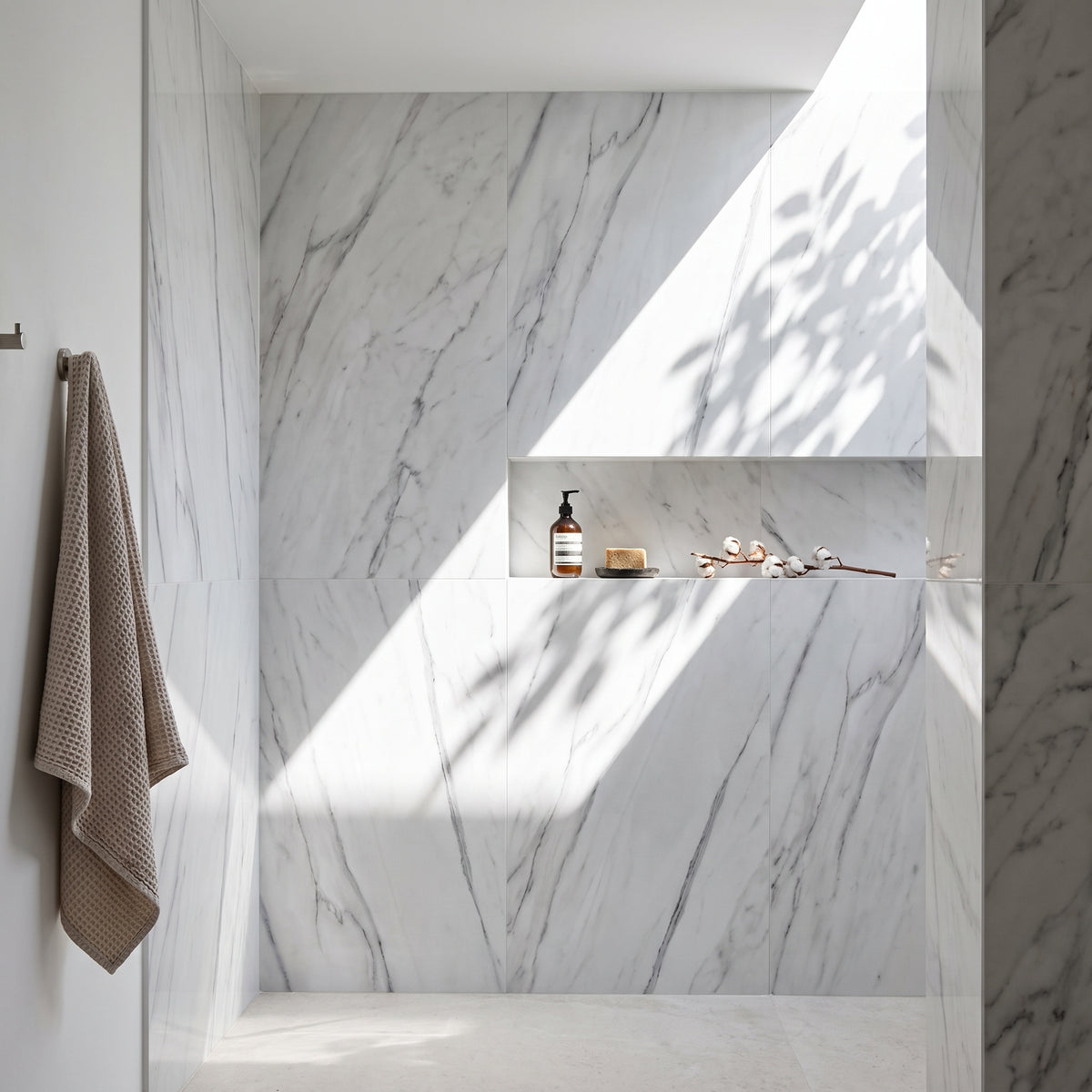 Hydraset Carrara Marble Gloss 1200 x 2400 Square Edge Wall Panel