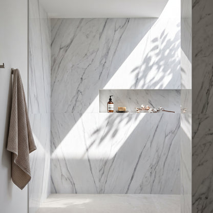 Hydraset Carrara Marble Gloss 1200 x 2400 Square Edge Wall Panel