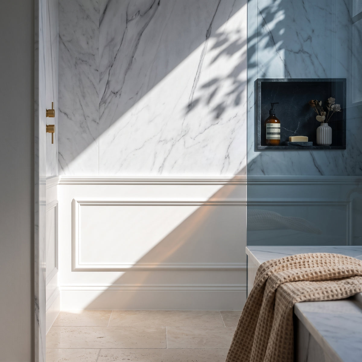 Hydraset Carrara Marble Gloss 1200 x 2400 Setlock Wall Panel