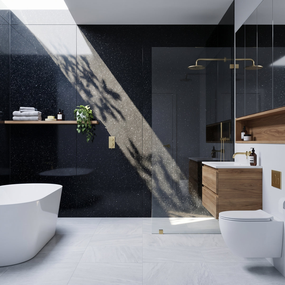 Hydraset Black Sparkle Gloss 1200 x 2400 Square Edge Wall Panel