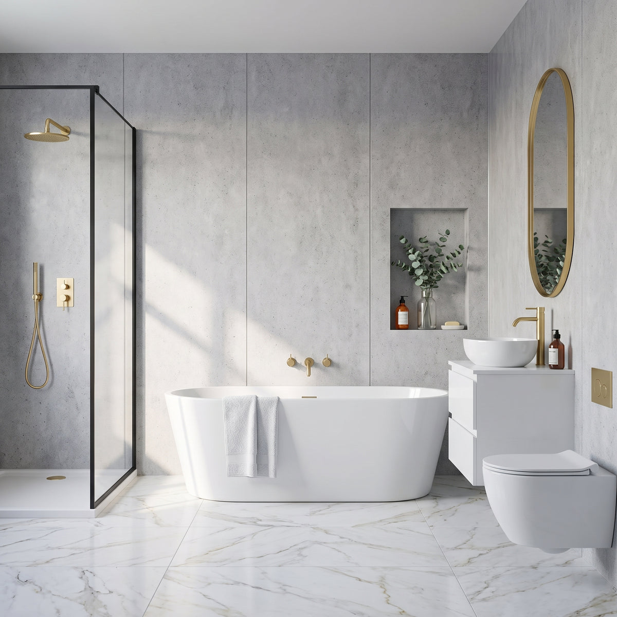 Hydraset Essentials Grey Concrete 2 pack Wall Panels 1000x2400mm