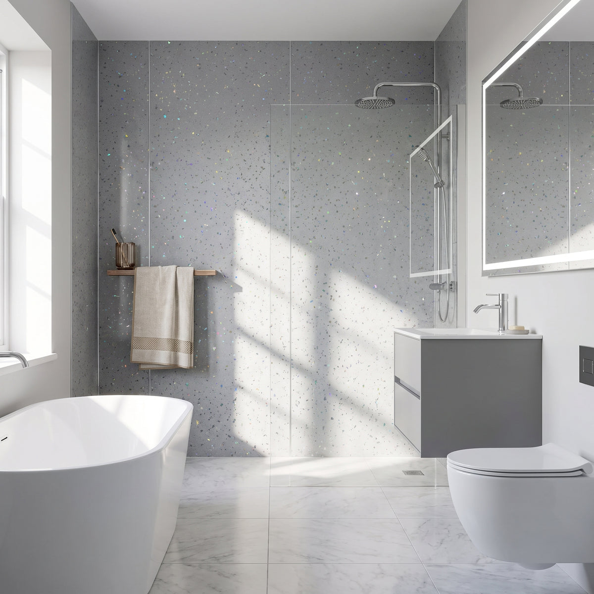 Hydraset Essentials Grey Sparkle 2 pack Wall Panels 1000x2400