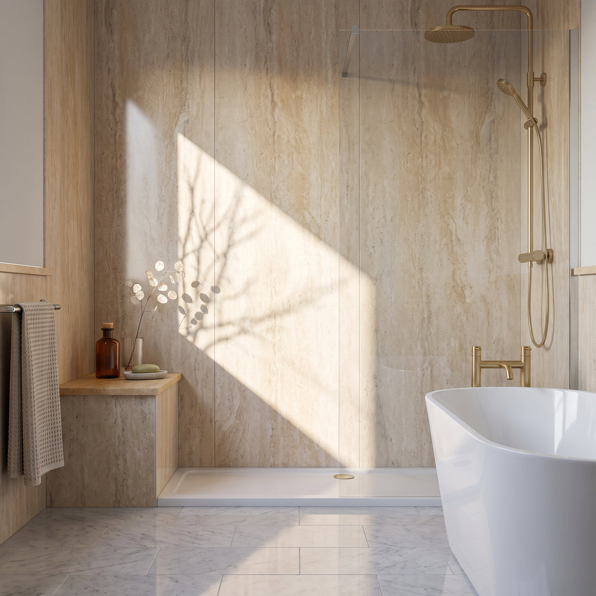 Hydraset Essentials Travertine 2 Pack PVC Wall Panels 1000x2400mm