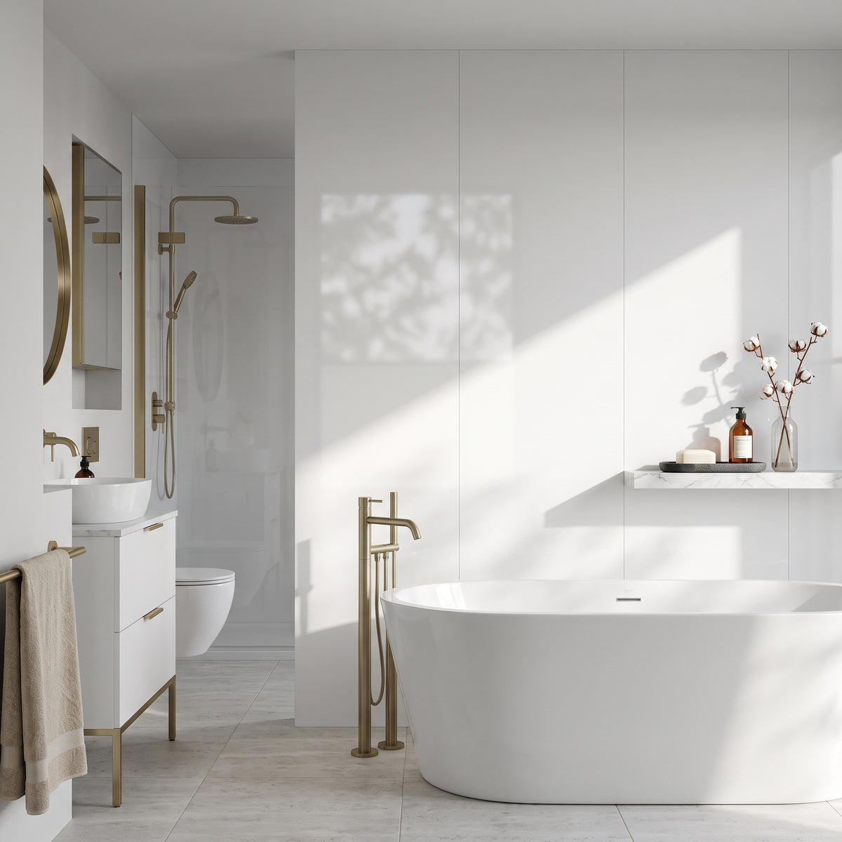 Hydraset Essentials White Gloss 2 Pack PVC Wall Panels 1000x2400mm