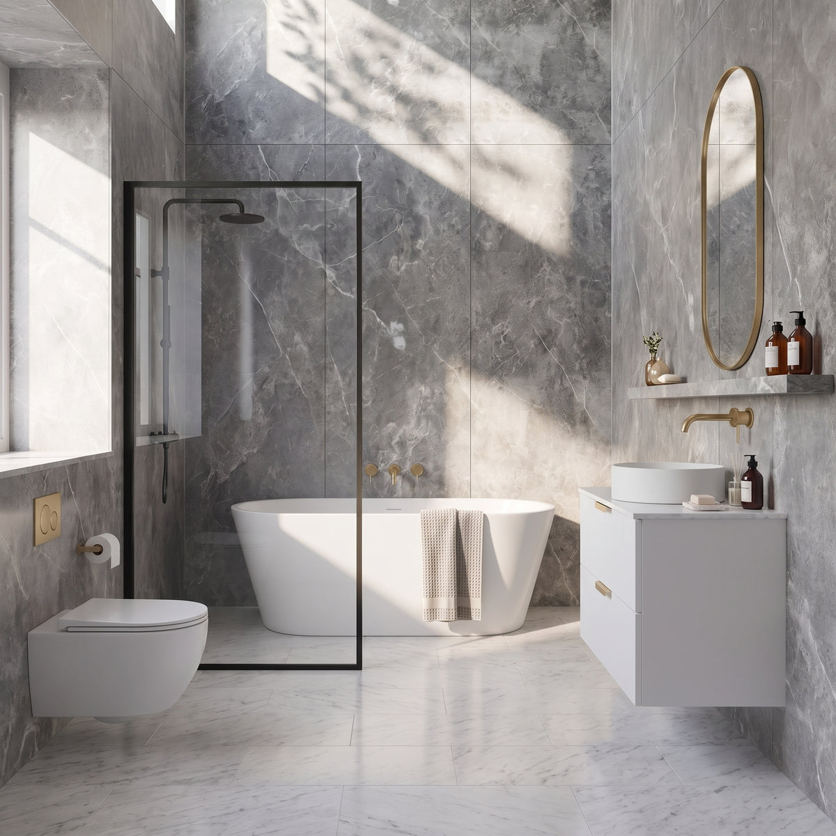 Hydraset Grey Bonito Matt 1200 x 2400 Square Edge Wall Panel