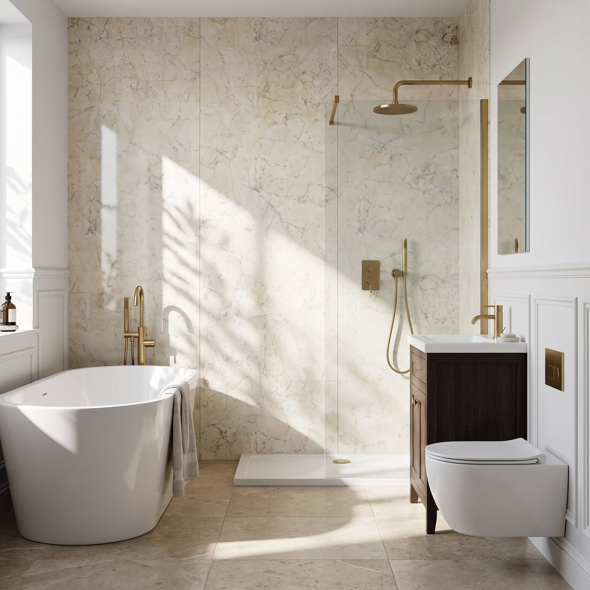 Hydraset Grey Marble Gloss 1200 x 2400 Square Edge Wall Panel