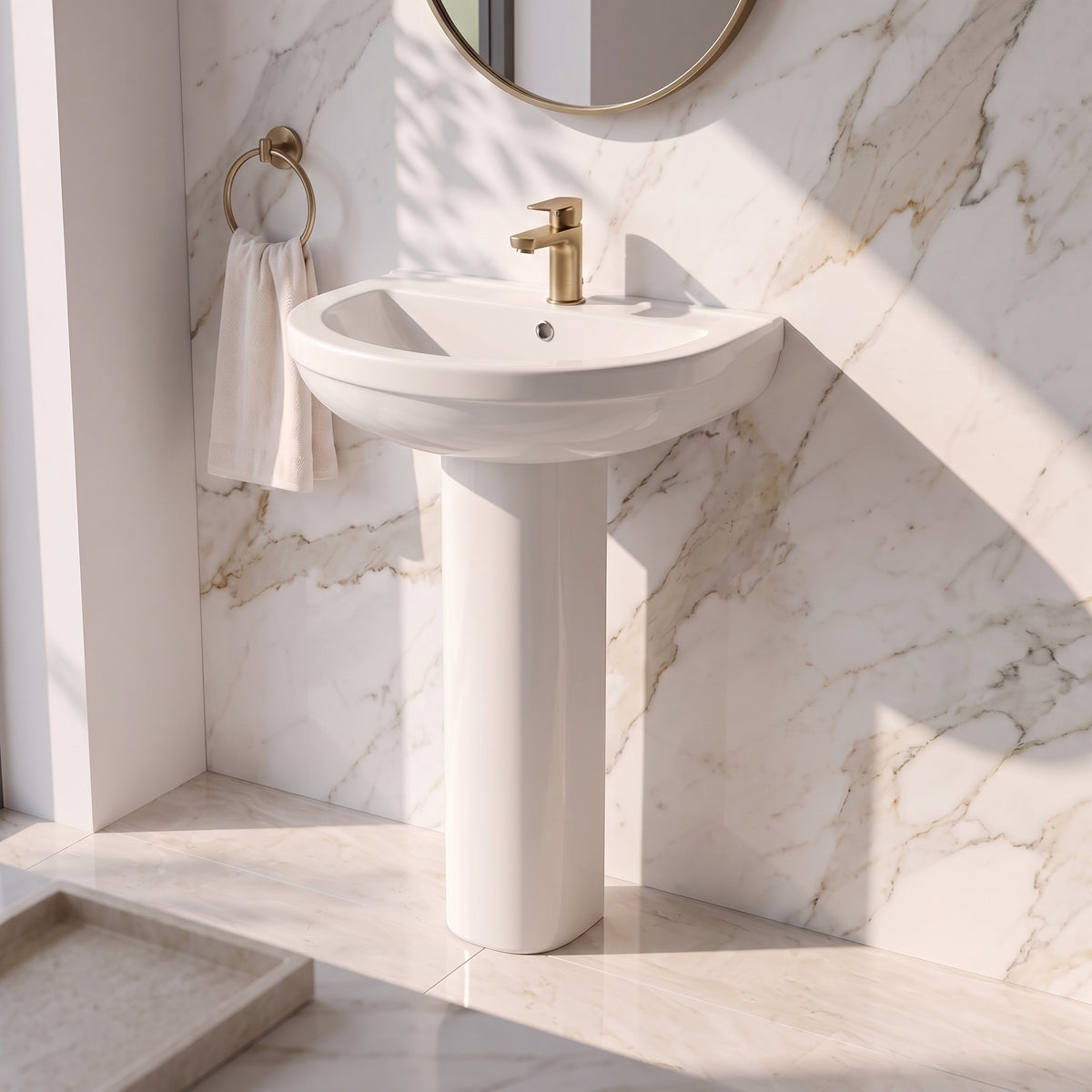 Fairford Gravo 550mm 1TH Basin and Full Pedestal