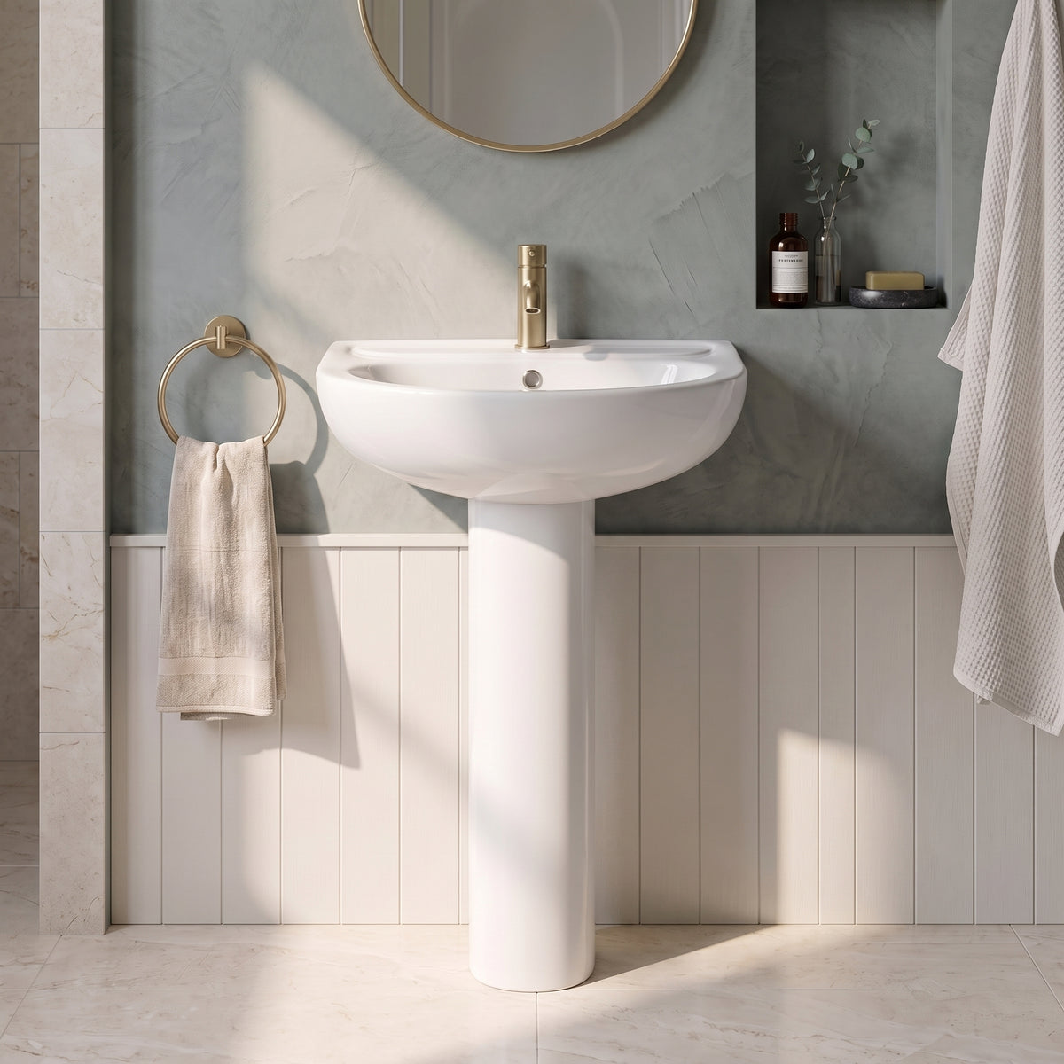 Fairford Duro 550mm 1TH Basin and Pedestal