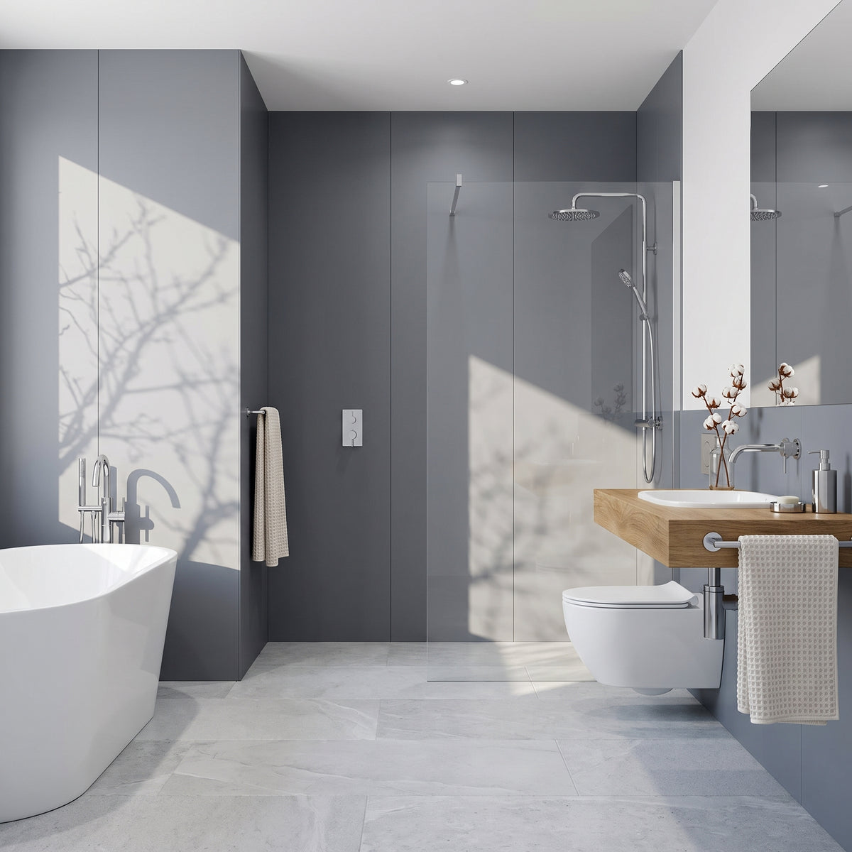 Hydraset Monument Grey Matt 1200 x 2400 Square Edge Wall Panel