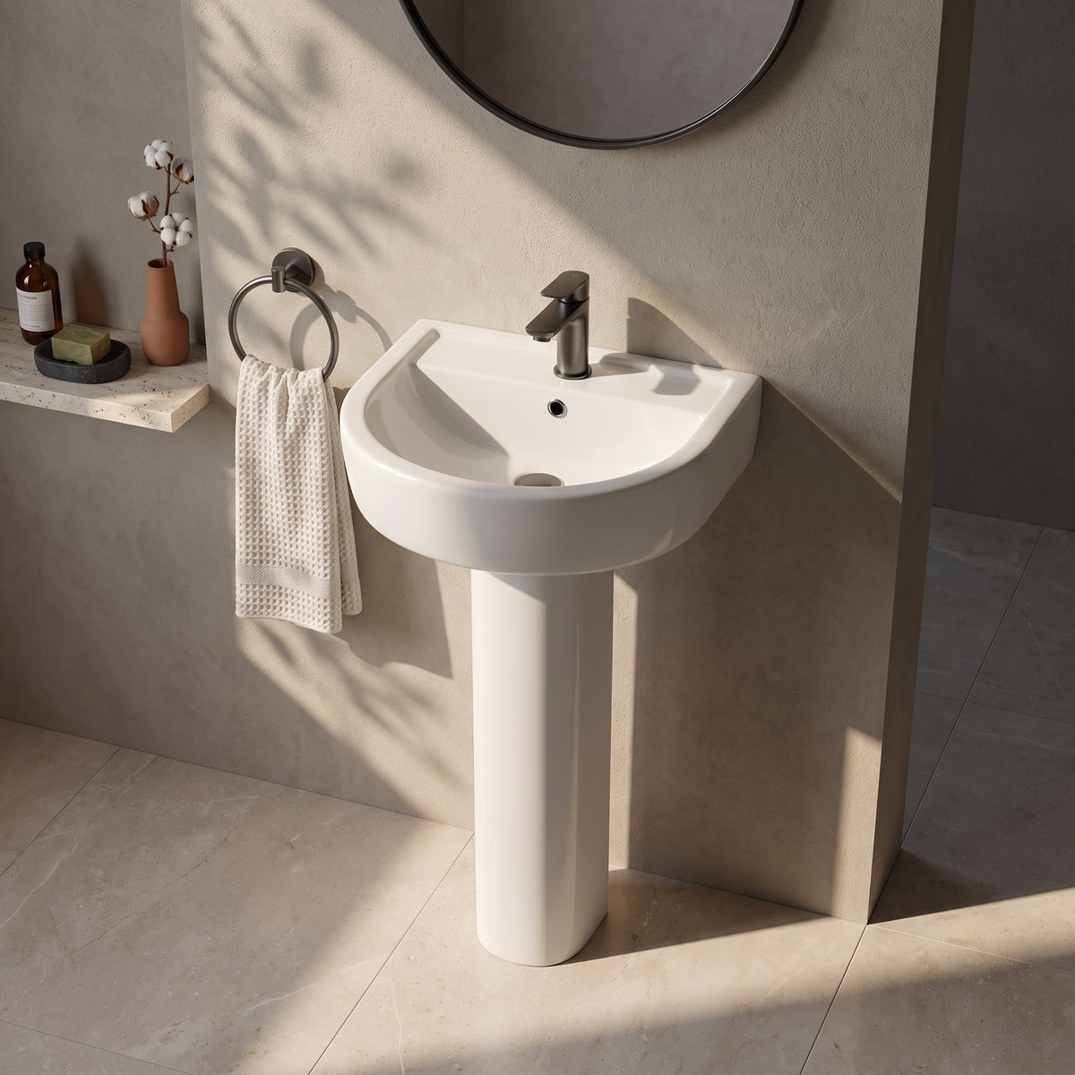 Fairford Handel 420mm 1TH Basin and Full Pedestal