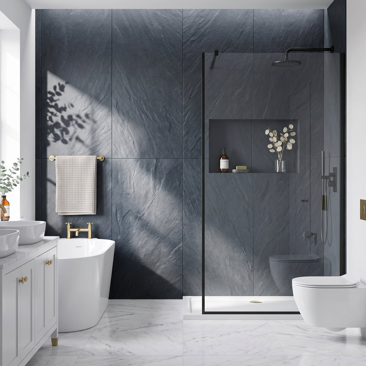Hydraset Riven Slate Matt 1200 x 2400 Square Edge Wall Panel