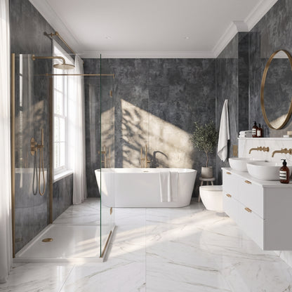 Hydraset Silver Cloud Gloss 1200 x 2400 Setlock Wall Panel
