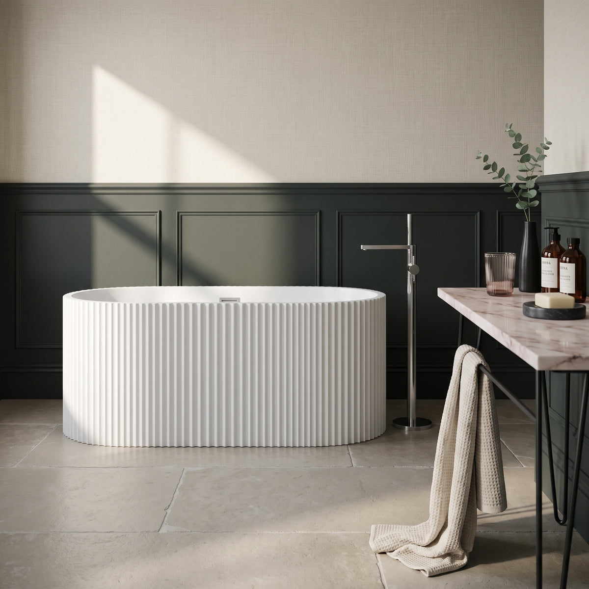 Fairford Fluted 1500 x 740 x 580mm Freestanding Bath