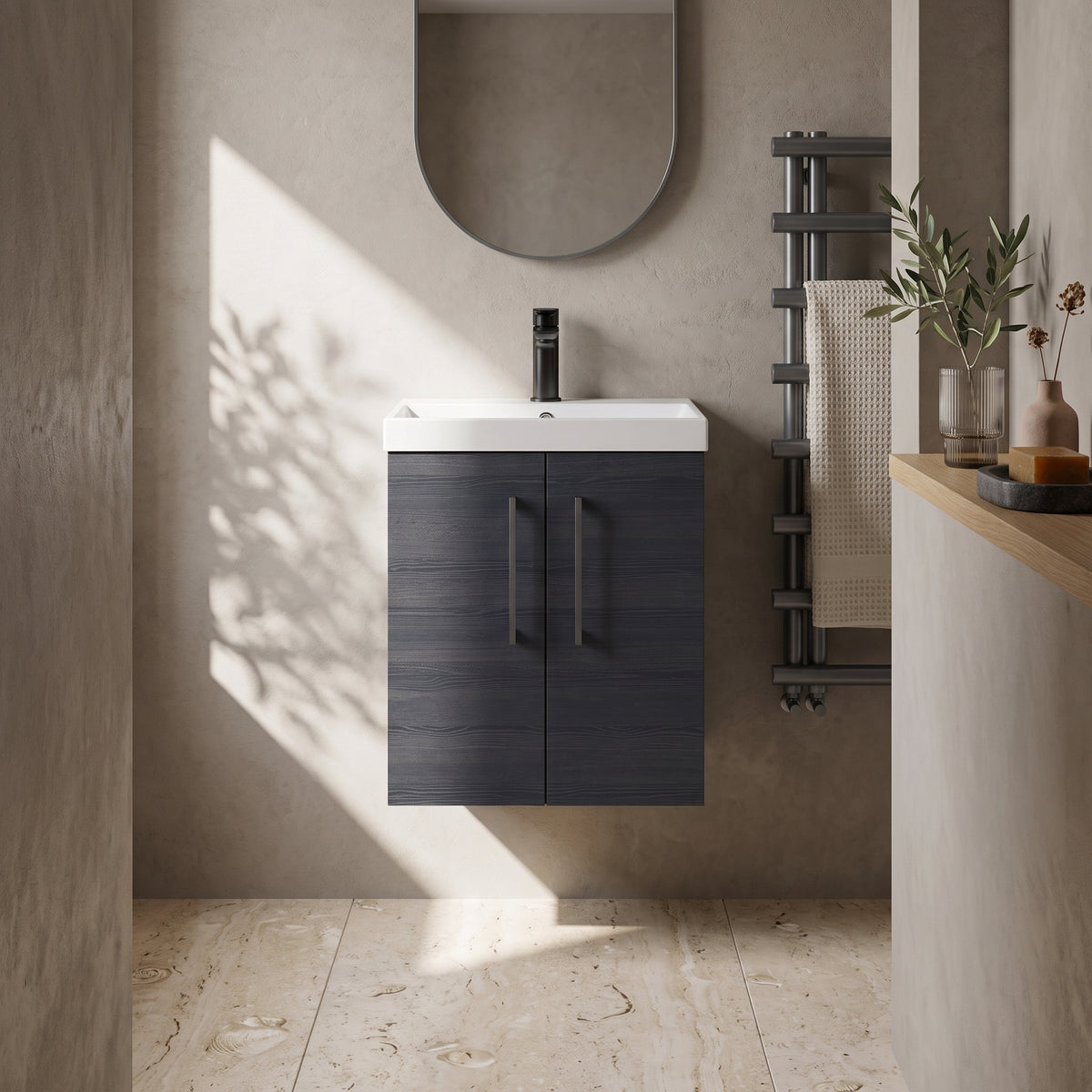 Fairford Aspri 500mm Charcoal Black 2-Door Wall Hung Vanity Unit