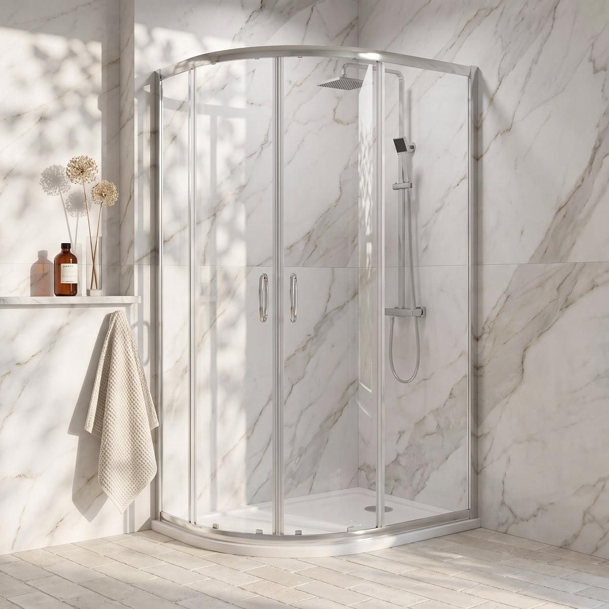 Fairford 5mm 1200 x 800mm Chrome Offset Quadrant Shower Enclosure