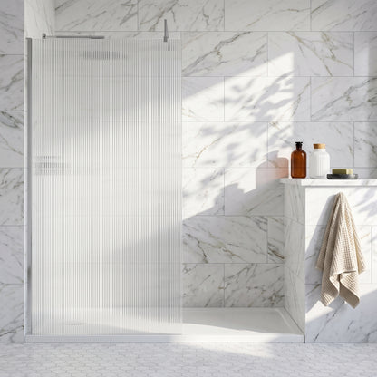 Fairford 1000mm Chrome Fluted 8mm Wetroom Screen - 1850mm High