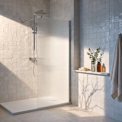 Fairford 1000mm Chrome Fluted 8mm Wetroom Screen - 1850mm High