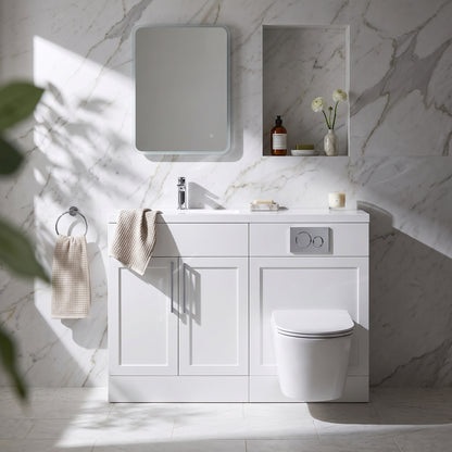 Fairford Union Style Shaker Matt White 1100mm Slimline Combination Pack