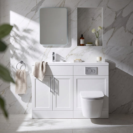 Fairford Union Style Shaker Matt White 1100mm Slimline Combination Pack