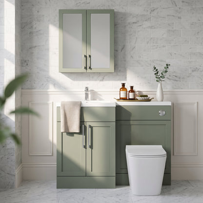 Fairford Union Style Shaker Matt Lux Green 1200mm L Shape Right Hand Combination Pack