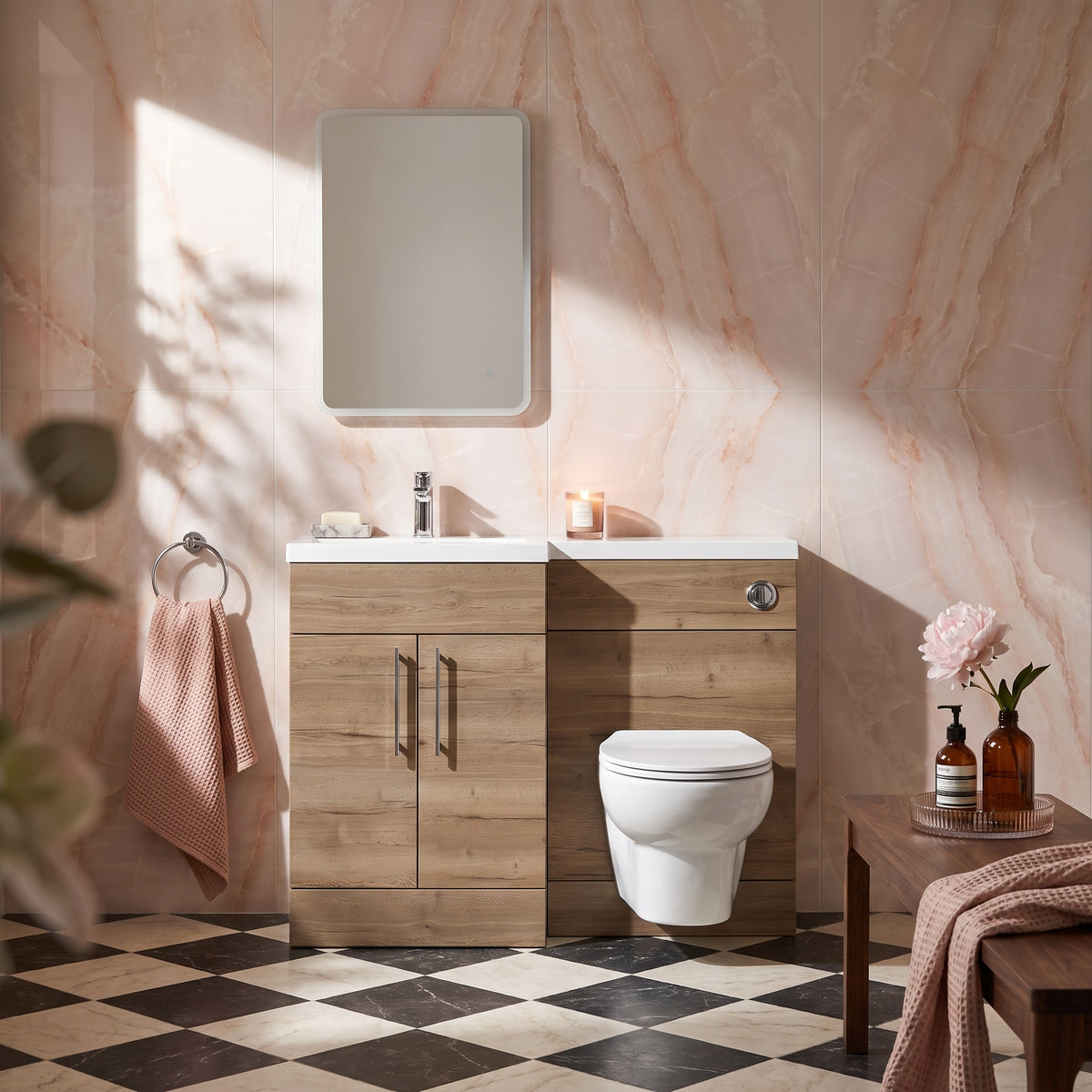 Fairford Union Style Slab Dark Oak 1000mm Slimline Combination Pack