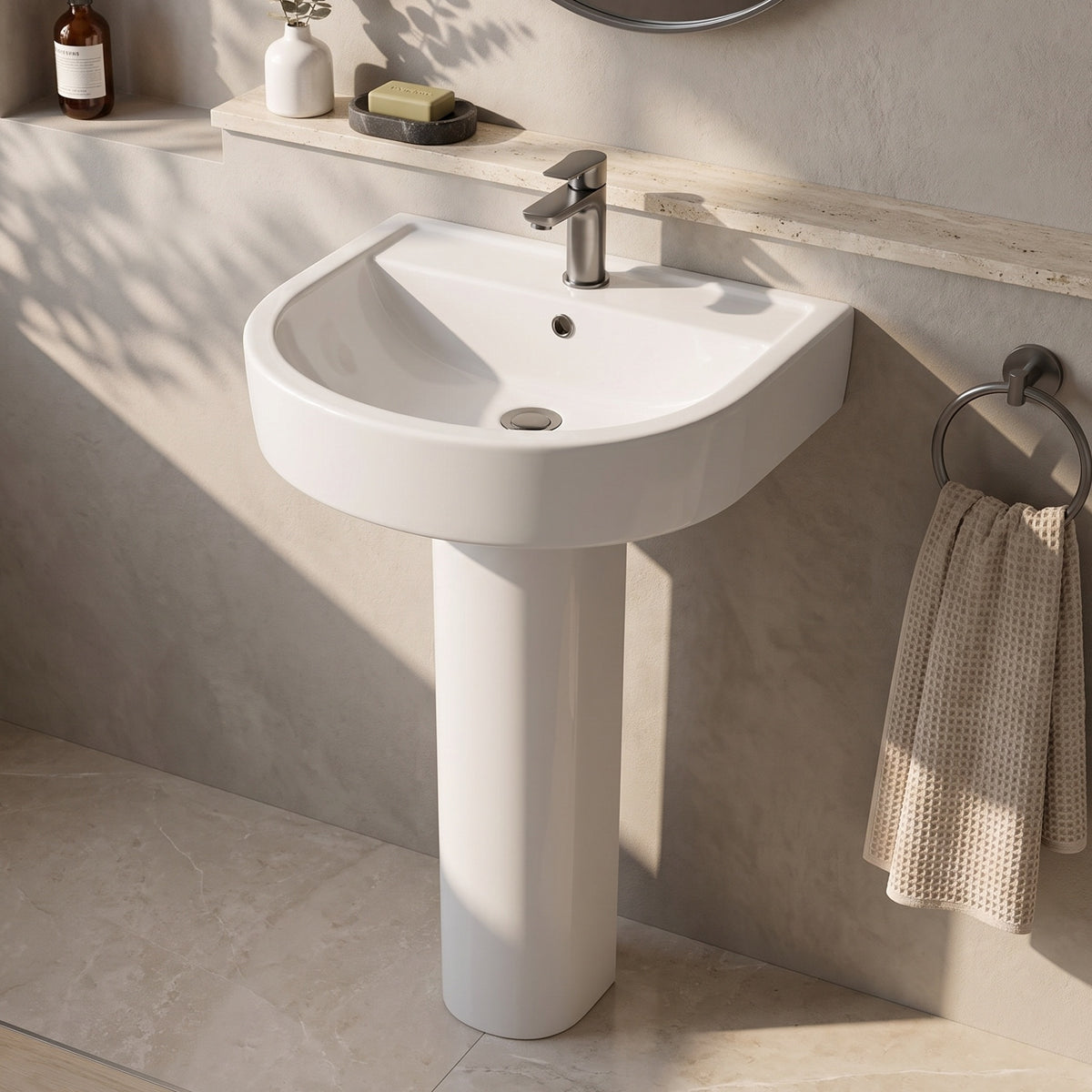 Fairford Handel 520mm 1TH Basin and Full Pedestal