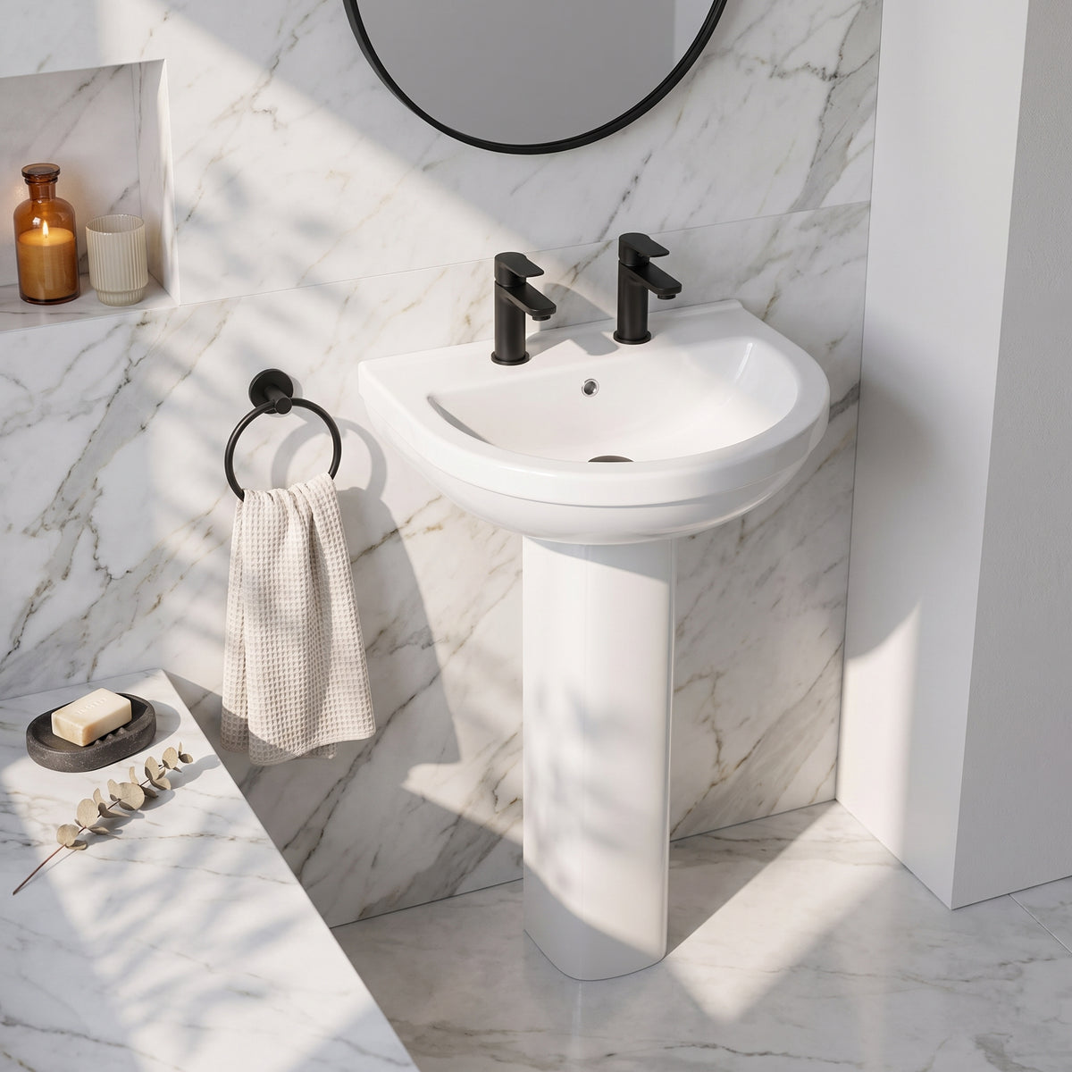 Fairford Hora 550mm 2TH Basin and Pedestal