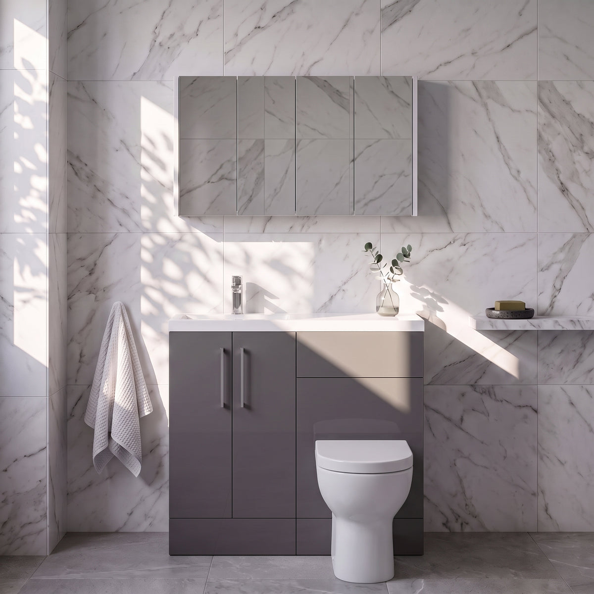 Fairford Union Gloss Grey 1000mm Slimline Combination Pack