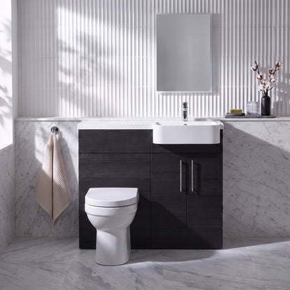 Fairford Union Black Woodgrain 1000mm Square Semi Recessed Basin Right Hand Combination Pack