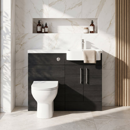 Fairford Union Black Woodgrain 1000mm Round Semi Recessed Basin Right Hand Combination Pack