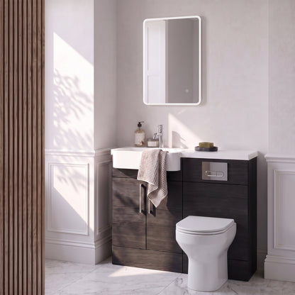 Fairford Union Black Woodgrain 1100mm Round Semi Recessed Basin Left Hand Combination Pack