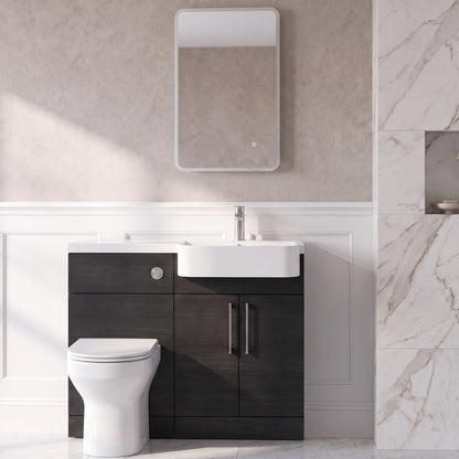 Fairford Union Black Woodgrain 1100mm Round Semi Recessed Basin Right Hand Combination Pack