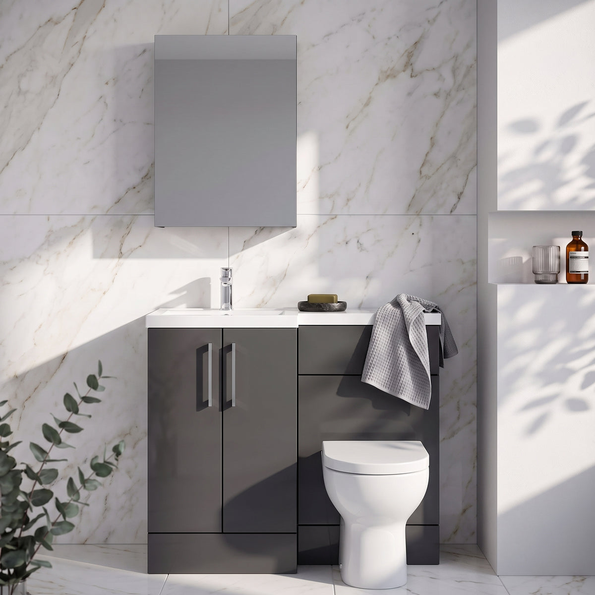 Fairford Union Gloss Grey 1000mm L Shape Left Hand Combination Pack