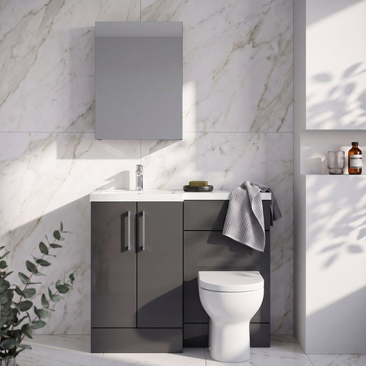 Fairford Union Gloss Grey 1000mm L Shape Left Hand Combination Pack