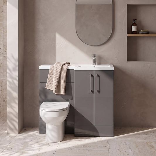 Fairford Union Gloss Grey 1000mm L Shape Right Hand Combination Pack