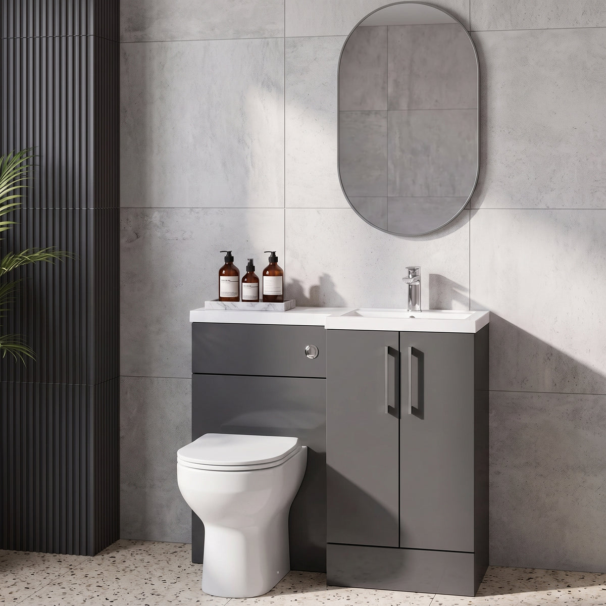 Fairford Union Gloss Grey 1000mm L Shape Right Hand Combination Pack