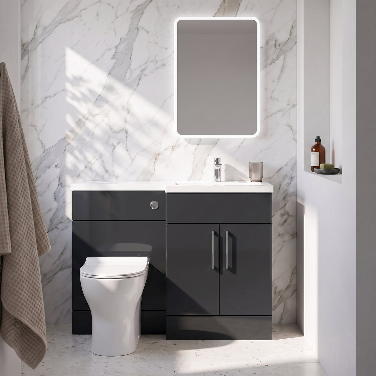 Fairford Union Gloss Grey 1100mm L Shape Right Hand Combination Pack