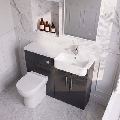 Fairford Union Gloss Grey 1000mm Square Semi Recessed Basin Right Hand Combination Pack