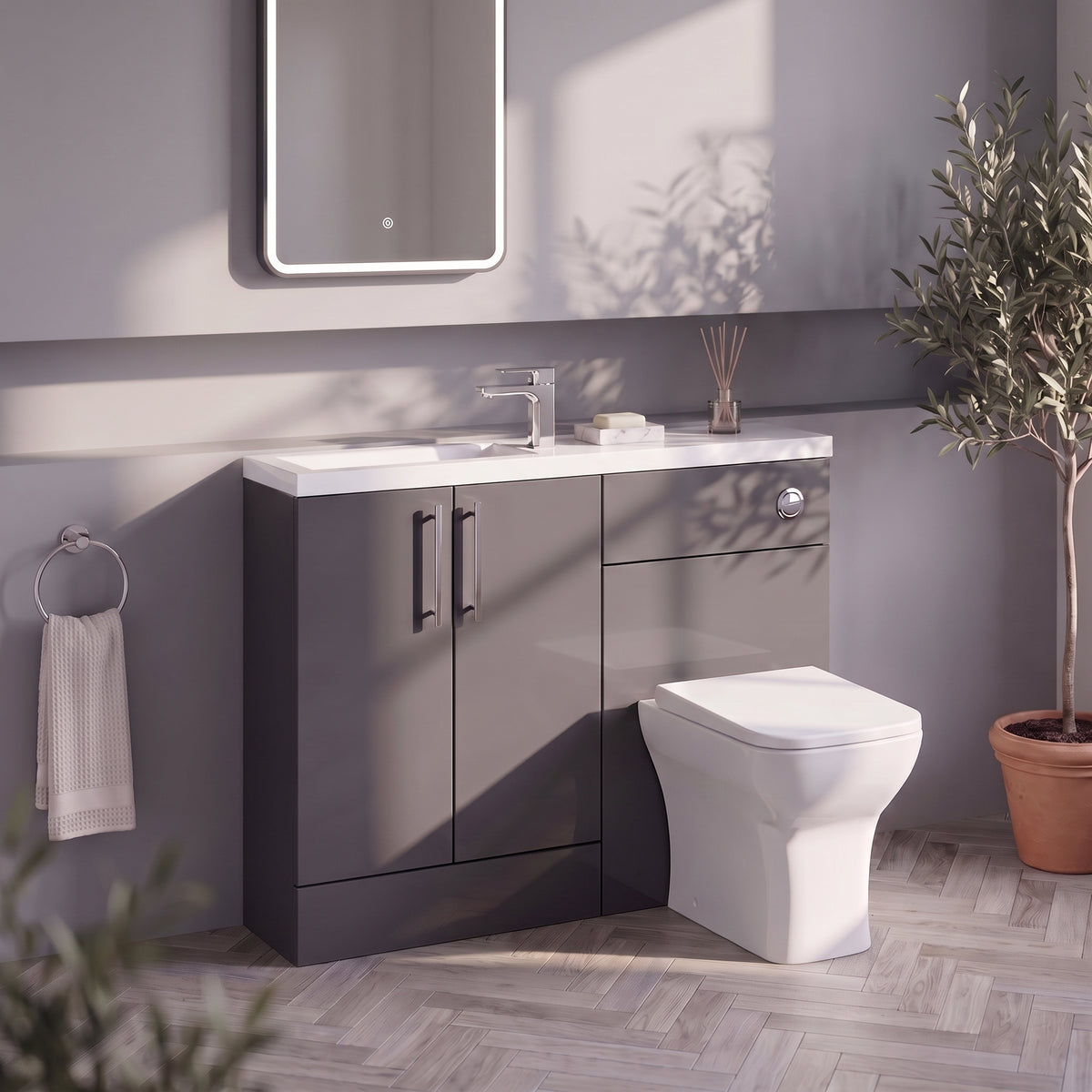 Fairford Union Gloss Grey 1100mm Slimline Combination Pack