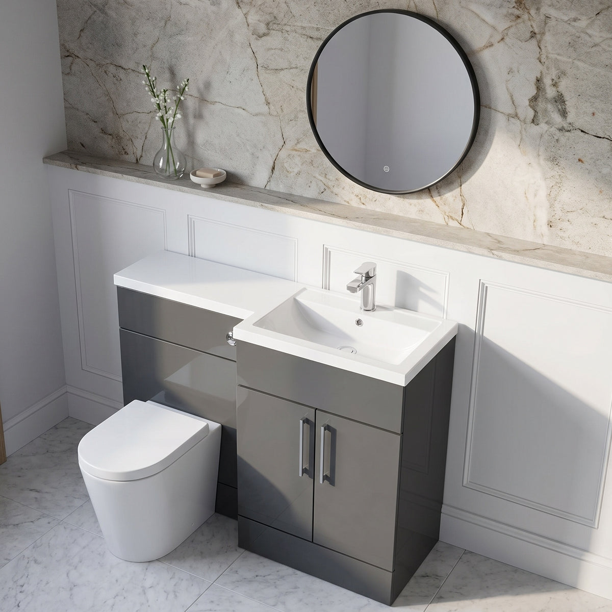 Fairford Union Gloss Grey 1200mm L Shape Right Hand Combination Pack