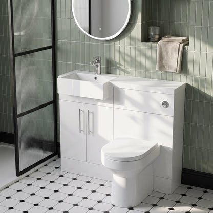 Fairford Union Gloss White 1000mm Square Semi Recessed Basin Left Hand Combination Pack