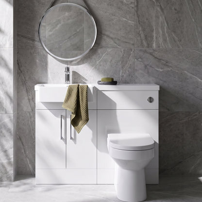Fairford Union Gloss White 1000mm Square Semi Recessed Basin Left Hand Combination Pack