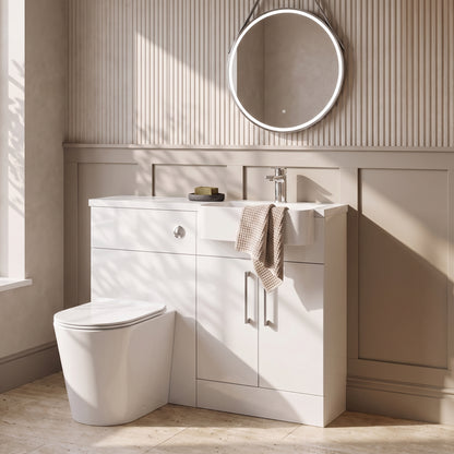 Fairford Union Gloss White 1000mm Square Semi Recessed Basin Right Hand Combination Pack