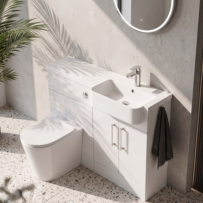 Fairford Union Gloss White 1000mm Square Semi Recessed Basin Right Hand Combination Pack