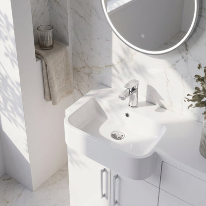 Fairford Union Gloss White 1100mm Round Semi Recessed Basin Left Hand Combination Pack