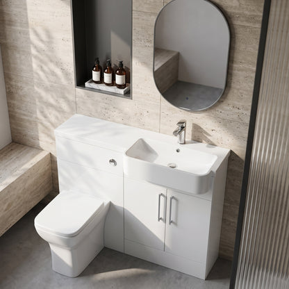Fairford Union Gloss White 1100mm Square Semi Recessed Basin Right Hand Combination Pack