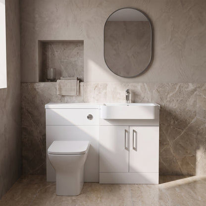 Fairford Union Gloss White 1100mm Square Semi Recessed Basin Right Hand Combination Pack