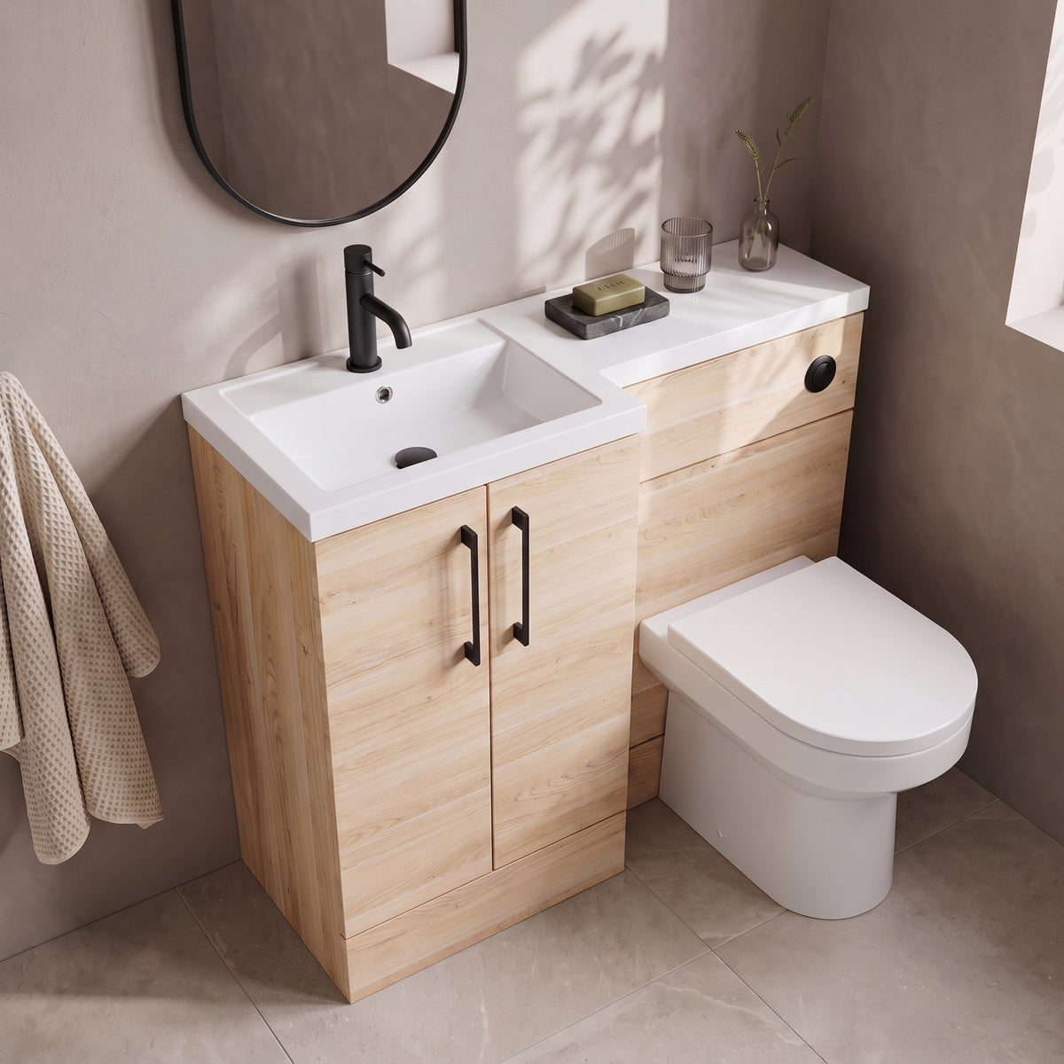 Fairford Union Light Oak 1000mm L Shape Left Hand Combination Pack
