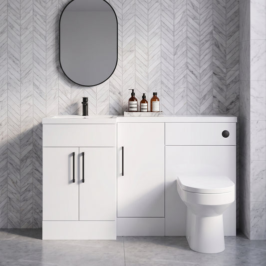 Fairford Union Gloss White 1500mm L Shape Left Hand Combination Pack