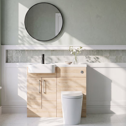 Fairford Union Light Oak 1000mm Round Semi Recessed Basin Left Hand Combination Pack